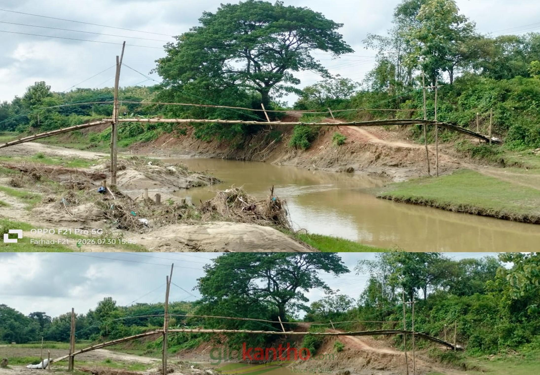 বুকসমান পানির স্রোত পেরিয়ে স্কুল-হাসপাতালে, সেতুর দাবিতে কুজ্জাখেলাবাসী
